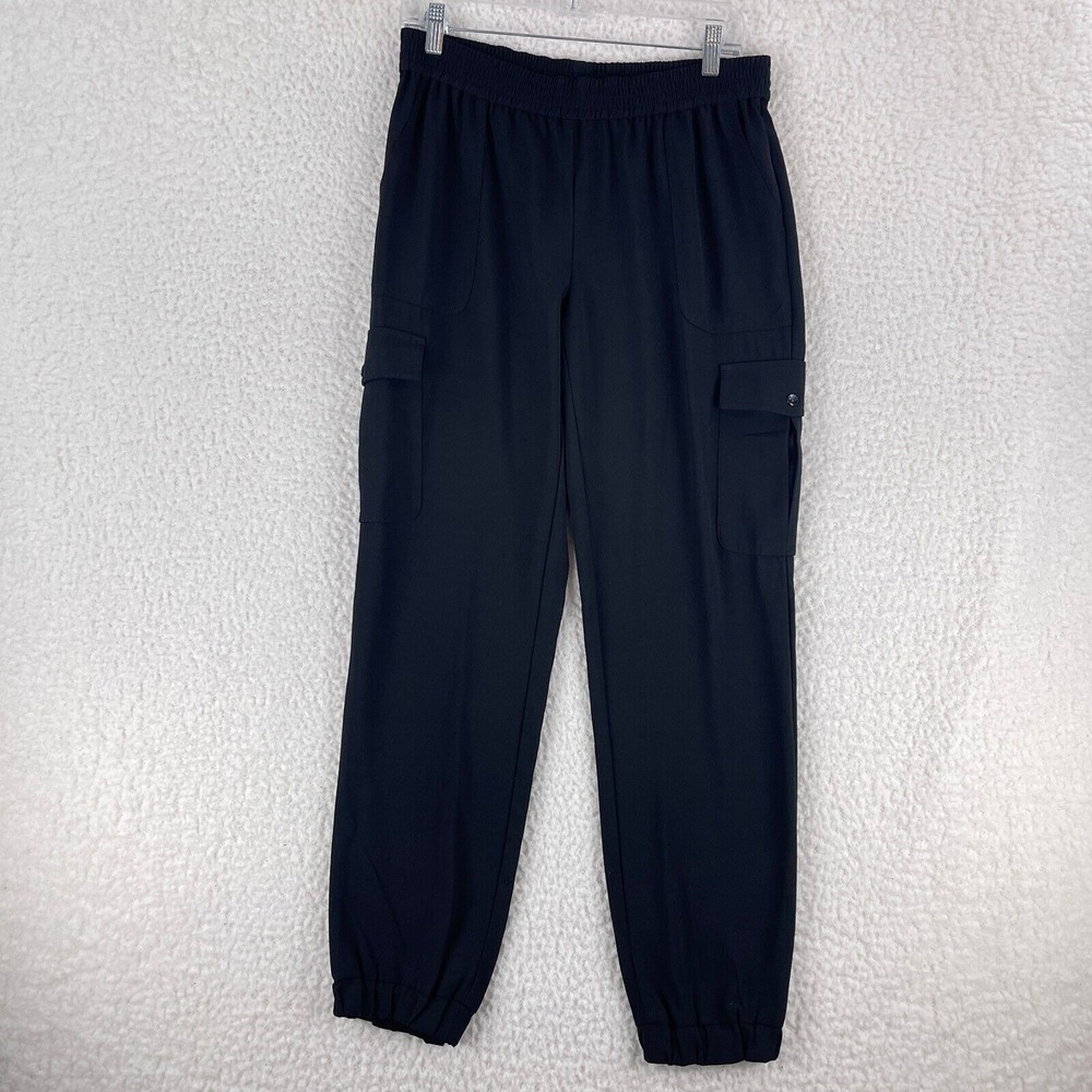Boston Proper Black Pull On Jogger Pants Womens Lightweight Cargo Pocket Size XS